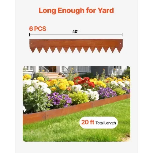VEVOR Rasenkante, 6er-Pack, 1016x152 mm, Cortenstahl Beeteinfassung mit 8 Verbindungsplatten, Biegsame Beetbegrenzung, Rasenbleche, Mähkante Metall Gartenpalisade für Blumenbeete, Gartenwege – Bild 3