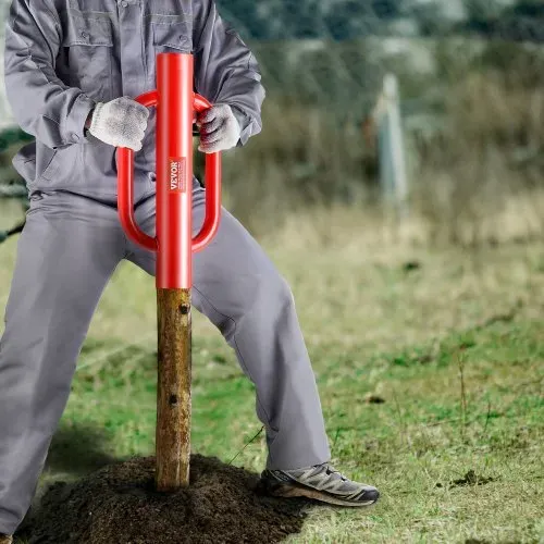 VEVOR Zaunpfostenramme mit Griffen, 10,4 cm Innendurchmesser, T-Pfostenramme, 9,9 kg, robuster Handpfostenrammer aus Karbonstahl, Lochgräber für Farmzäune für U-Kanäle, Schilderpfosten, Holzpfosten, rot – Bild 7