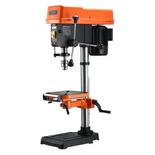 VEVOR 304,8 mm Tischbohrmaschine, 750 W, Säulenbohrmaschine mit 340–2200 U/min variabler Drehzahl, mit 0–45° neigbarem Arbeitstisch, LED, Röntgenpositionierung, für Holz & Metall – Bild 9