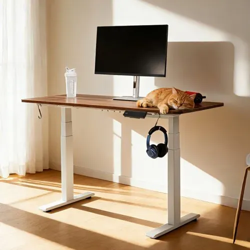 VEVOR Höhenverstellbarer Schreibtisch Gestell, Elektrisch Tischgestell bis 125kg, 3 Stufige Tischbeine mit 2 Motoren Speicherfunktion Höhenanzeige Kollisionschutz & USB, Tischständer für Büro, Weiß – Bild 7