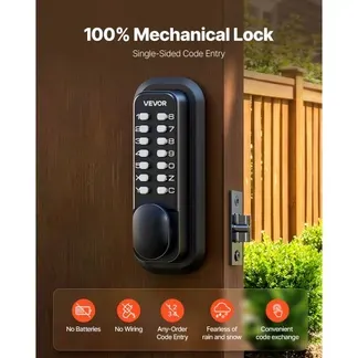 VEVOR Mechanisches Codeschloss mie Einseitigem Tastenschloss (4- bis 7-stelliger Code), Schlüsselloses Türschloss mit Griff & Knauf & Automatischer Verriegelung, für Haustüren Garagen, Schwarz VEVOR Mechanisches Codeschloss mie Einseitigem Tastenschloss (4- bis 7-stelliger Code), Schlüsselloses Türschloss mit Griff & Knauf & Automatischer Verriegelung, für Haustüren Garagen, Schwarz