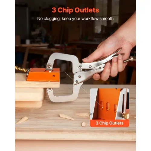 VEVOR Pocket Hole Jig Kit Taschenloch-Vorrichtungssatz 12,7-38,1 mm, Vorrichtungs-Taschenlochsystem mit Werkzeugkoffer C-Klemme Stufenbohrer Sechskantschlüssel Bohrstoppring Vierkant-Antriebsbit – Bild 5