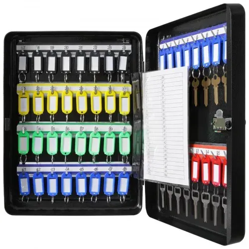 VEVOR Schlüsselschrank Schlüsselkasten 48 Schlüssel, Schwarz Schlüsselbox Schlüsseltresor Einstellbar, Abschließbarer Schlüsselschrank mit 6 x Schlüsselhaltern, 2 x Schlüsseln & 1 x Karteikarte – Bild 9