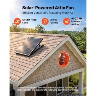 VEVOR Giebellüfter 30,5cm Dachbodenlüfter Solarbetrieben 1529,1m³/h Orange, 3-in-1 Belüftung Kühlung & Entfeuchtung für Dachboden Gewächshaus & Lager, Stahlgehäuse, mit Thermostat & 35W Solarpannel VEVOR Giebellüfter 30,5cm Dachbodenlüfter Solarbetrieben 1529,1m³/h Orange, 3-in-1 Belüftung Kühlung & Entfeuchtung für Dachboden Gewächshaus & Lager, Stahlgehäuse, mit Thermostat & 35W Solarpannel