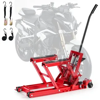 VEVOR Motorradhebebühne Hydraulisch bis 680 kg Motorradheber Höhenverstellbar 115–385 mm Hebeplattform mit 4 Rädern und Fußbedienung Hebeständer Ideal für ATVs Dirtbikes Straßenmotorräder Rot VEVOR Motorradhebebühne Hydraulisch bis 680 kg Motorradheber Höhenverstellbar 115–385 mm Hebeplattform mit 4 Rädern und Fußbedienung Hebeständer Ideal für ATVs Dirtbikes Straßenmotorräder Rot