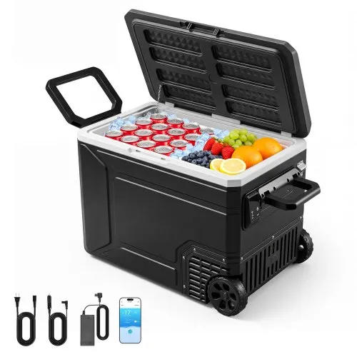 VEVOR Kompressor Kühlbox 80 L, Auto Kühlschrank mit Griff, App-Steuerung & Rädern, 12 V/24 V DC, 100–240 V AC, -20 °C bis 20 °C, Elektrische Gefrierbox für LKW, Van, RV, SUV, Reisen & Camping VEVOR Kompressor Kühlbox 80 L, Auto Kühlschrank mit Griff, App-Steuerung & Rädern, 12 V/24 V DC, 100–240 V AC, -20 °C bis 20 °C, Elektrische Gefrierbox für LKW, Van, RV, SUV, Reisen & Camping