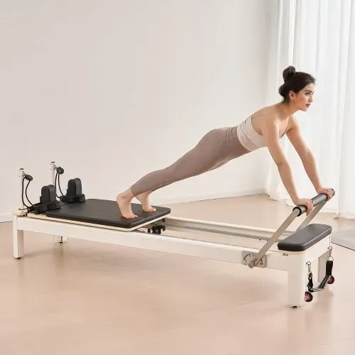 VEVOR Pilates Reformer Maschine Pilates-Bett aus Aluminium mit Sitzbox & doppeltem Widerstand – Feder & Kordel, für Fortgeschrittene & Anfänger, Heim-Fitnessstudio Gerät bis zu 181,44 kg – Bild 7