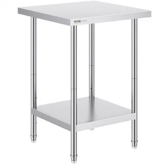VEVOR Zubereitungstisch aus Edelstahl, Robuster Arbeitstisch aus Metall mit 3 einstellbaren Höhenstufen, gewerbliche Arbeitsstation für Küche, Garage, Restaurant, Hinterhof 610 x 610 x 864 mm VEVOR Zubereitungstisch aus Edelstahl, Robuster Arbeitstisch aus Metall mit 3 einstellbaren Höhenstufen, gewerbliche Arbeitsstation für Küche, Garage, Restaurant, Hinterhof 610 x 610 x 864 mm