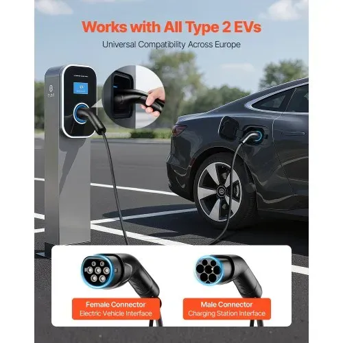 VEVOR EV Ladekabel, 16 A, 7 m, max. 11 kW, Verlängerungskabel, kompatibel mit Typ-2-Ladegeräten für Elektrofahrzeuge, 3-Phasen-Wechselstrom, 480 V, 50 Hz, IP65, Autoladekabel mit Tragetasche VEVOR EV Ladekabel, 16 A, 7 m, max. 11 kW, Verlängerungskabel, kompatibel mit Typ-2-Ladegeräten für Elektrofahrzeuge, 3-Phasen-Wechselstrom, 480 V, 50 Hz, IP65, Autoladekabel mit Tragetasche