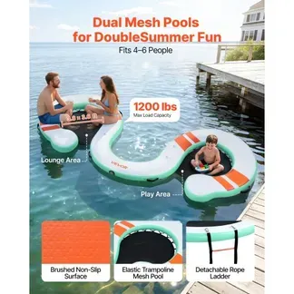 VEVOR Aufblasbares Schwimmdock, 4,57 x 1,83 m, Schwimmplattform mit Rutschfester Oberfläche, Tragetasche & Abnehmbarer Leiter, Schwimmende Insel, Wasserplattform für Pool, Strand & Meer VEVOR Aufblasbares Schwimmdock, 4,57 x 1,83 m, Schwimmplattform mit Rutschfester Oberfläche, Tragetasche & Abnehmbarer Leiter, Schwimmende Insel, Wasserplattform für Pool, Strand & Meer
