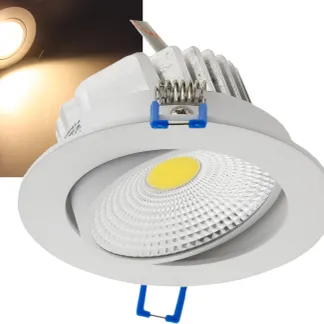 LED-Einbauleuchte „COB-7“, 7W, 550lm 3000K, 75°, Ø109xT47mm, Rahmen weiß LED-Einbauleuchte „COB-7“, 7W, 550lm 3000K, 75°, Ø109xT47mm, Rahmen weiß