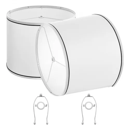 VEVOR Lampenschirm Trommel 290 x 320 x 245 mm (oben x unter x hoch), 2 mittelgroße Ersatzschirme aus Leinen + PVC, Lampenschirm mit Harfe für Tischlampen Stehlampen (weiß mit schwarzem Rand) VEVOR Lampenschirm Trommel 290 x 320 x 245 mm (oben x unter x hoch), 2 mittelgroße Ersatzschirme aus Leinen + PVC, Lampenschirm mit Harfe für Tischlampen Stehlampen (weiß mit schwarzem Rand)