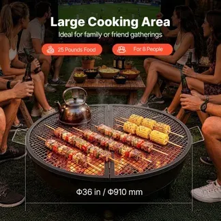 VEVOR Φ 910 x 25 mm X-Marks Feuerstellen-Grillrost, Faltbarer Runder Grillrost, Robuster Lagerfeuer-BBQ-Grillrost aus Stahl mit Griff & Stütz-X-Draht, Tragbares Camping-Kochgeschirr, Schwarz VEVOR Φ 910 x 25 mm X-Marks Feuerstellen-Grillrost, Faltbarer Runder Grillrost, Robuster Lagerfeuer-BBQ-Grillrost aus Stahl mit Griff & Stütz-X-Draht, Tragbares Camping-Kochgeschirr, Schwarz