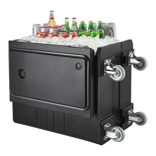 VEVOR Isolierter Lebensmittelbehälter-Träger, Frontlader, Catering-Box mit Rädern, 103 L, Schwarz – Bild 9