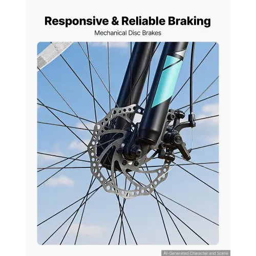 VEVOR Mountainbike für Damen Herren 26 Zoll Fahrrad 21-Gang Schwarz Outdoor Ideal für Erwachsene, Rahmen aus Aluminiumlegierung, mit Federgabel, 120 kg Tragkraft, Klingel, Reflektoren & Lampenhalterung – Bild 4