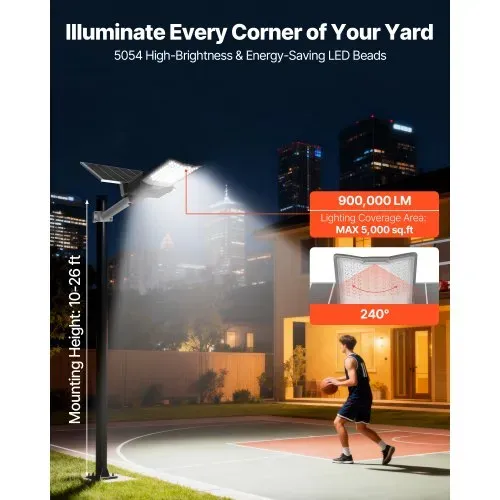 VEVOR Solar Straßenlaterne 900000 LM, Straßenlampe 12000 W, mit Dämmerungssensor, geteilte LED-Flutlicht-Solarleuchte mit Funkfernbedienung, Gartenlampe, IP65 wasserdicht, für Einfahrten & Höfe VEVOR Solar Straßenlaterne 900000 LM, Straßenlampe 12000 W, mit Dämmerungssensor, geteilte LED-Flutlicht-Solarleuchte mit Funkfernbedienung, Gartenlampe, IP65 wasserdicht, für Einfahrten & Höfe