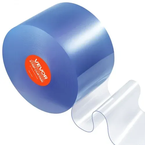 VEVOR Streifenvorhang, 150' Länge, 8" Breite, 0,08" Dicke, klare, glatte Kunststoff-Türstreifen, PVC-Vorhangstreifen-Tür-Großrolle für Lagerhallen, Fabriken, Supermärkte, Einkaufszentren, Hallen, Garagen – Bild 8