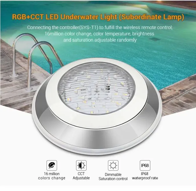 MiBoxer SYS-RW1 LED Subordinate Poolleuchte 12W RGB+CCT mit Funk und WLAN MiBoxer SYS-RW1 LED Subordinate Poolleuchte 12W RGB+CCT mit Funk und WLAN