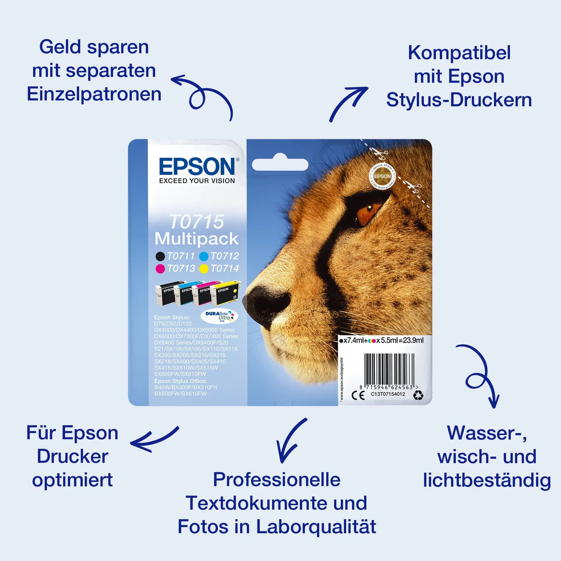Epson Singlepack Cyan T0712 DURABrite Ultra Ink Epson Singlepack Cyan T0712 DURABrite Ultra Ink