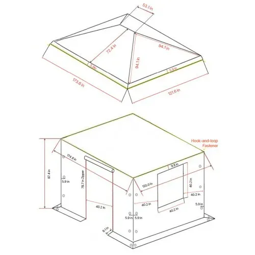 VEVOR Winter Pavillonabdeckung, 3,1x4,41 m, Allwetter-Pavillonabdeckung mit Seitenwänden & Netzfenstern, PE-Material, geschlossene Lagerschutzabdeckungen, Pavillons nicht im Lieferumfang enthalten – Bild 6