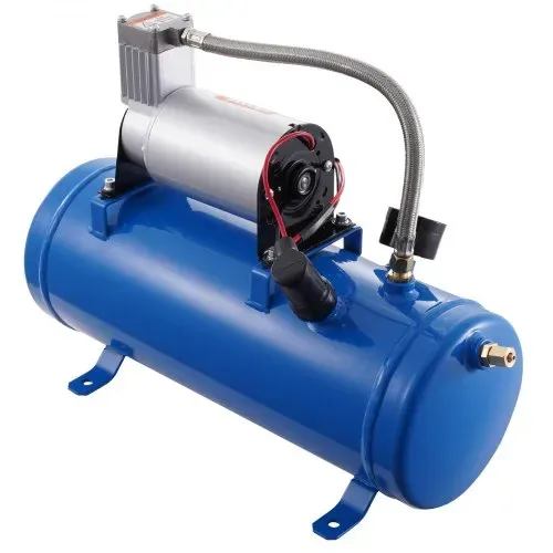 VEVOR 12-V-Luftkompressor mit Tank 6 L, Zughorn-Luftkompressor-Satz, 90-120 psi Arbeitsdruck, Integriertes Luftkompressorsystem für Zug-Lufthupen, Aufpumpen von Reifen, LKWs, SUVs usw. Blau – Bild 9