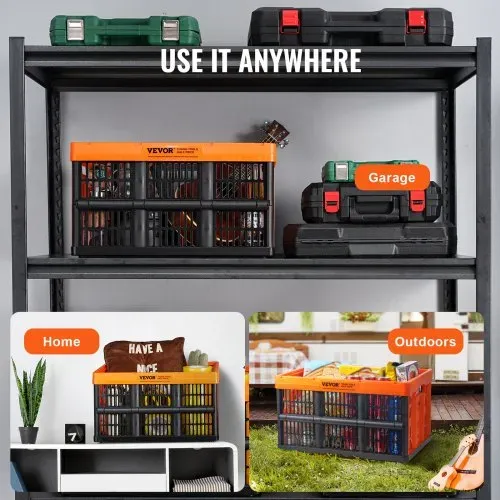 VEVOR 3er-Set 45L Profi Klappbox aus PP Transportbox Faltbarer Aufbewahrungsbox mit Handgriff Stapelbare Kisten Storage Box Faltboxen Stapelboxen für Aufbewahrung & Transport Orange – Bild 5