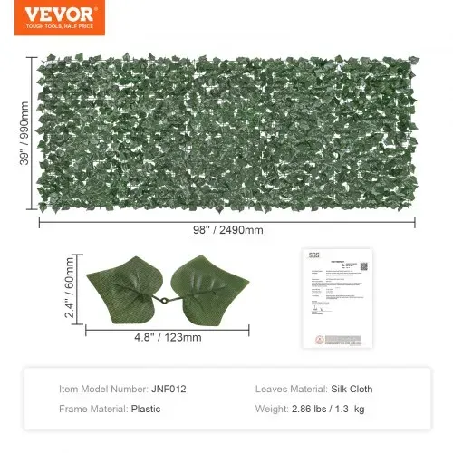 VEVOR Sichtschutzzaun Efeu, 99x249cm, künstlicher grüner Wandschirm, grüner Efeuzaun mit verstärkter Verbindung, künstliche Hecken mit Weinblättern, Dekoration für Garten, Hof, Balkon, Terrassendeko – Bild 6