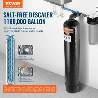 VEVOR Salzfreier Entkalker Wasserfilter für Leitungswasser, 4200 t Wasserentkalker für das ganze Haus für alle Arten von Sanitärrohren, 1 Zoll BSPT und 3/4 Zoll BSPT, für 5-8-köpfige Familien VEVOR Salzfreier Entkalker Wasserfilter für Leitungswasser, 4200 t Wasserentkalker für das ganze Haus für alle Arten von Sanitärrohren, 1 Zoll BSPT und 3/4 Zoll BSPT, für 5-8-köpfige Familien