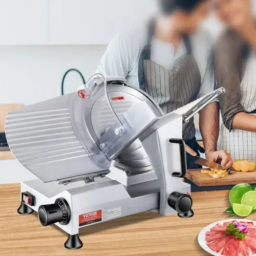 VEVOR Kommerzieller Fleisch Allesschneider 240 W, Elektrische Aufschnittmaschine Lebensmittelschneider mit 25,4 cm-Kohlenstoffstahlklinge, 0–12 mm Einstellbare Dicke für Fleisch, Käse, Gemüse usw. – Bild 7