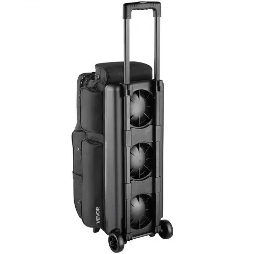 VEVOR Bowlingballtasche für 3 Bälle mit Doppelrollen & separatem Fach für Schuhe (bis US-Größe 16) & übergroßer Zubehörtasche, einziehbarer Griff lässt sich auf 105 cm ausziehen Schwarz – Bild 3