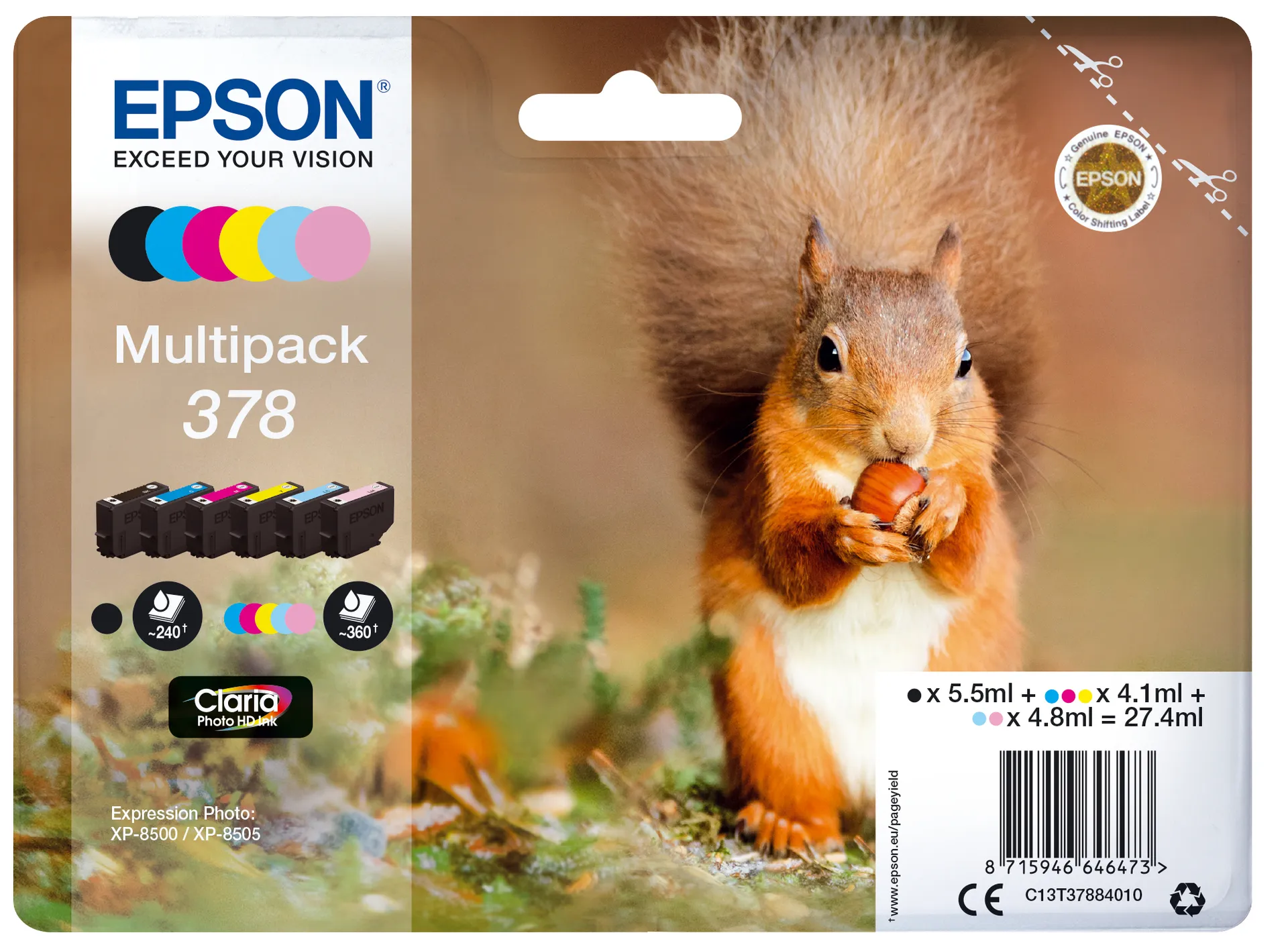 Epson Squirrel Multipack 6-colours 378 Claria Photo HD Ink Epson Squirrel Multipack 6-colours 378 Claria Photo HD Ink