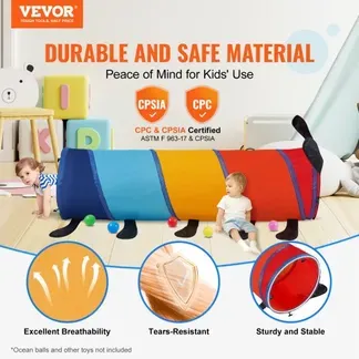 VEVOR Spieltunnelzelt Kleinkinder 1540x1385x460mm buntes Pop-Up-Raupen-Kriechtunnel, zusammenklappbares Geschenk für Jungen und Mädchen, Kriechtunnel für drinnen und draußen, mehrfarbig VEVOR Spieltunnelzelt Kleinkinder 1540x1385x460mm buntes Pop-Up-Raupen-Kriechtunnel, zusammenklappbares Geschenk für Jungen und Mädchen, Kriechtunnel für drinnen und draußen, mehrfarbig