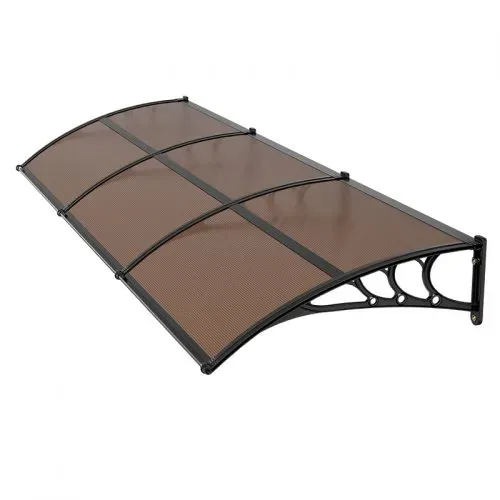 VEVOR Vordach für Haustür 965x2975 mm, Pultbogenvordach, Pultvordach mit Entwässerung & ABS-Halterung, Regen-, Schnee- & Sonnenschutz, Polycarbonat-Türüberdachung für Veranda & Terrasse, Braun – Bild 9