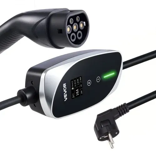 VEVOR Mobile Wallbox, 3,6 kW, 16 A, Typ 2 Ladestation, 1-Phasig-Ladegerät mit 6 m Ladekabel, Schuko-Stecker (16 A), LCD-Display, IP66-Steuereinheit, Stromversorgung für Elektrofahrzeuge – Bild 9