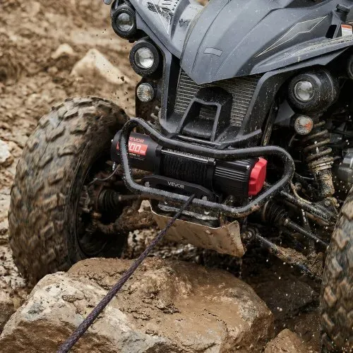 VEVOR Elektrische Seilwinde 2721 kg, 12V Motorwinde mit Φ6,35 mm x 15 m Synthetikseil, Kabelloser & Kabelgebundener Fernbedienung, Elektrowinde zum Abschleppen von ATVs, UTVs & Offroad-Fahrzeugen – Bild 7