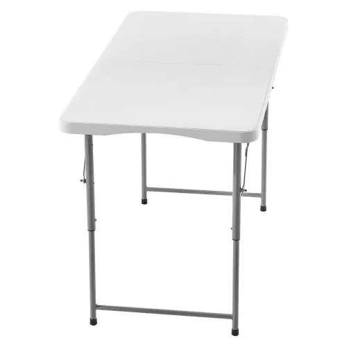 VEVOR Klapptisch Buffettisch tragbarer Allzwecktisch 122 cm, rechteckiger Kunststofftisch mit verstellbarer Höhe & integriertem Griff, Gartentisch Campingtisch für Partys Picknick Camping, weiß – Bild 10