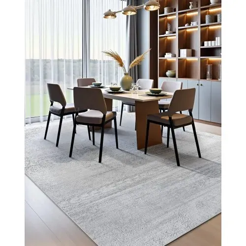 VEVOR Wohnzimmerteppich, 3048x4267 mm, Kurzflor, waschbarer Teppich, rutschfeste Bodenmatte, moderner Flächenteppich, für Schlafzimmer, Büro, Wohnzimmer, Kinderzimmer, Eingangsbereich, Grau – Bild 4