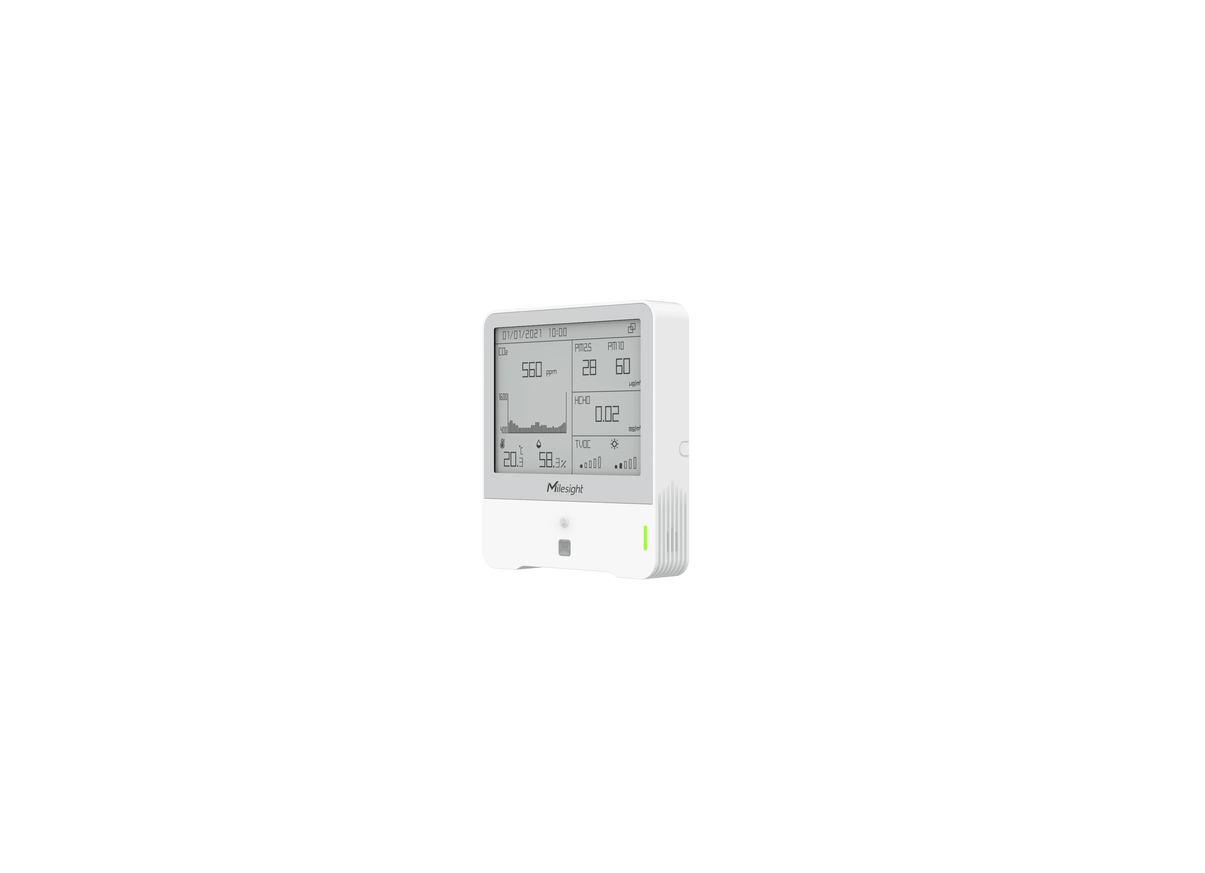 Milesight IoT Indoor Ambience Monitoring Sensor, AM319-868M-O3 LoRaWAN / Temp. / Humidity / CO2 / PIR / Light / TVOC / hPA / PM 2.5 / PM10 / O3 /E-Ink Display – Bild 7