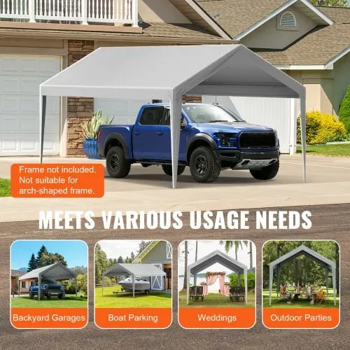 VEVOR Carport-Garagenzelt, 3 x 6 m, Garagendachzelt, wasserdicht und UV-geschützt, einfache Installation mit Spanngurten, Grau (nur Dachabdeckung, Rahmen nicht im Lieferumfang enthalten) – Bild 6