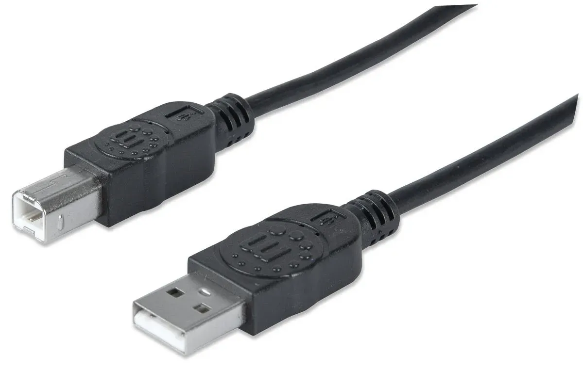 Manhattan Hi-Speed USB B Anschlusskabel, USB 2.0, Typ A Stecker – Typ B Stecker, 480 Mbps, 3 m, Schwarz Manhattan Hi-Speed USB B Anschlusskabel, USB 2.0, Typ A Stecker – Typ B Stecker, 480 Mbps, 3 m, Schwarz