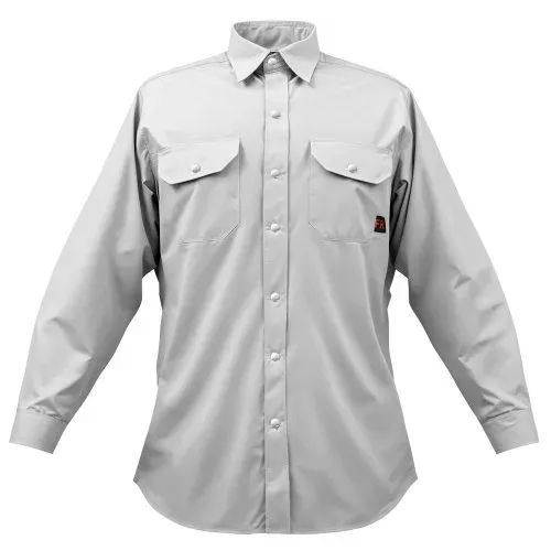 VEVOR FR-Arbeitsjacke für Herren, Flammhemmende Schweißerjacke, maschinenwaschbares hitzebeständiges Schweißerhemd aus Baumwolle, erfüllt ATPV 9,2 cal/cm² Lichtbogenbewertung – Größe L, Grau – Bild 8