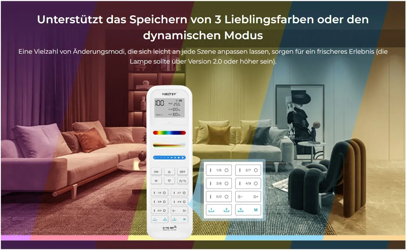 MiBoxer FUT100 LED Fernbedienung RGB-WW (RGB-CCT) 100 Zonen – Bild 2