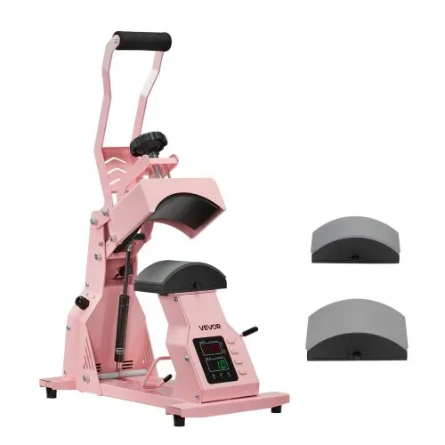 VEVOR Hutpresse mit 2 austauschbaren Platten (160 x 65 mm / 160 x 80 mm), Hut-Hitzepresse mit präziser Temperatur- und Zeitregelung, Mützenpresse Heat Press für Stirnbänder Gesichtsmasken Rosa – Bild 8