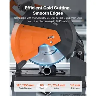 VEVOR Sägeblatt 355,6 mm 66 Zähne Cermet-beschichtet Kalttrennsägeblatt, Kompatibel mit Kappsägen, 4000 Schnitte, Schneiden Glatter Oberflächen ohne Grate, Geräuschreduzierung, Wärmeableitungslöcher VEVOR Sägeblatt 355,6 mm 66 Zähne Cermet-beschichtet Kalttrennsägeblatt, Kompatibel mit Kappsägen, 4000 Schnitte, Schneiden Glatter Oberflächen ohne Grate, Geräuschreduzierung, Wärmeableitungslöcher