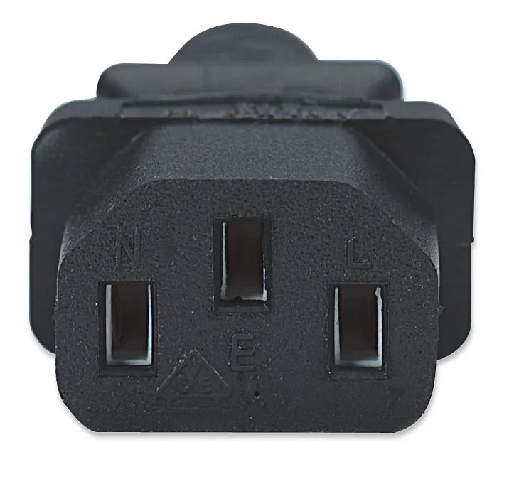 Manhattan Stromkabel, PC (C13, "Kaltgeräteanschluss") auf Schutzkontakt CEE 7/4, 1,8 m, schwarz, Polybagverpackung – Bild 3