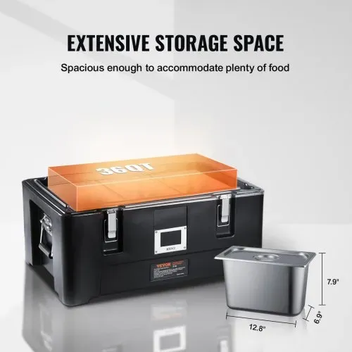 VEVOR Isolierter Thermobox Isolierbox Lebensmittelbehälterträger, 30 L für Catering, Tragbare LLDPE-Lebensmittelbehälterträger, Schwarz Frontlader-Speisewärmer für Restaurant, Kantine usw. – Bild 3