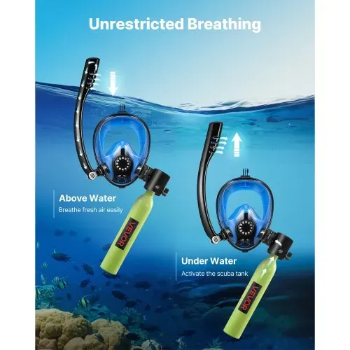 VEVOR Mini-Tauchflasche 0,5 L, Tragbare Lungenflasche für Unterwasseratmung, Wiederverwendbare Sauerstoffflasche für bis zu 10 Minuten Tauchzeit, Tauchausrüstung mit Maske & Pumpe – Bild 5