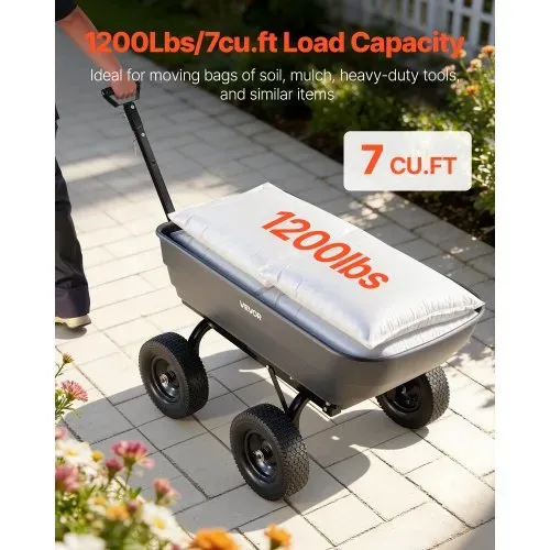 VEVOR Gartenwagen mit Kippfunktion 544 kg Kippwagen Bollerwagen Dumper, 0,2 m³ Nutzinhalt 2-in-1-Verstellbarer Griff 90°-Schnellkippmechanismus 180°-Schwenkrädern für Pflanzen Erde Erntegut VEVOR Gartenwagen mit Kippfunktion 544 kg Kippwagen Bollerwagen Dumper, 0,2 m³ Nutzinhalt 2-in-1-Verstellbarer Griff 90°-Schnellkippmechanismus 180°-Schwenkrädern für Pflanzen Erde Erntegut