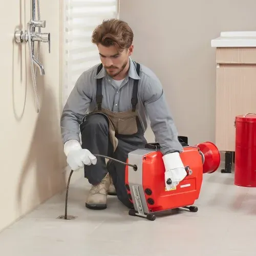 VEVOR 120 FT x 7/8 Zoll Rohrreinigungsmaschine, 420 W elektrische Rohrreinigungsspirale mit manueller Zuführung – mit 6 Schneidern, 2 Stahlkabeln (120' x 7/8" und 18' x 3/8") & CW/CCW-Steuerung für 1,9" bis 6" Rohre – Bild 7