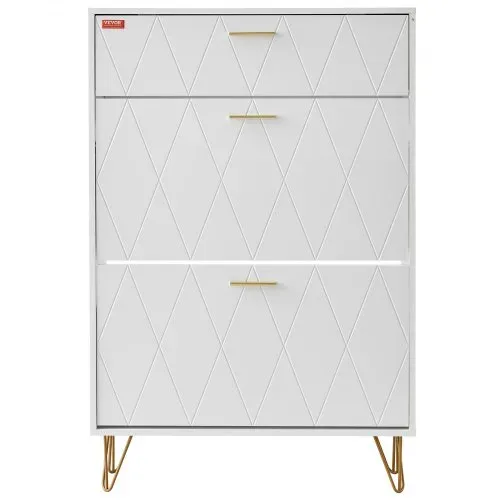 VEVOR Schuhschrank Schmal, Schuhregal Weiß, 800 x 239 x 1200 mm Schuhkipper mit 3 Klappen + oberem Staufach, Schuhkommode 68 kg Tragfähigkeit, Aufbewahrungsschrank Schuh P2-Spanplatte für Flur – Bild 8